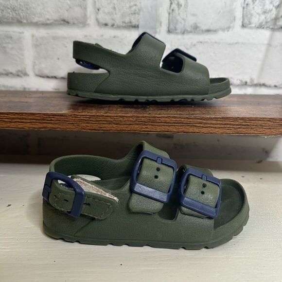 Toddler Army Green Eva Sandals, Birkis Style Size 7 - Picture 3 of 5